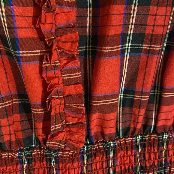 Sail to Sable - Noelle Flutter Sleeve Tiered Midi Dress - Red Tartan - Small - Picture 6 of 10